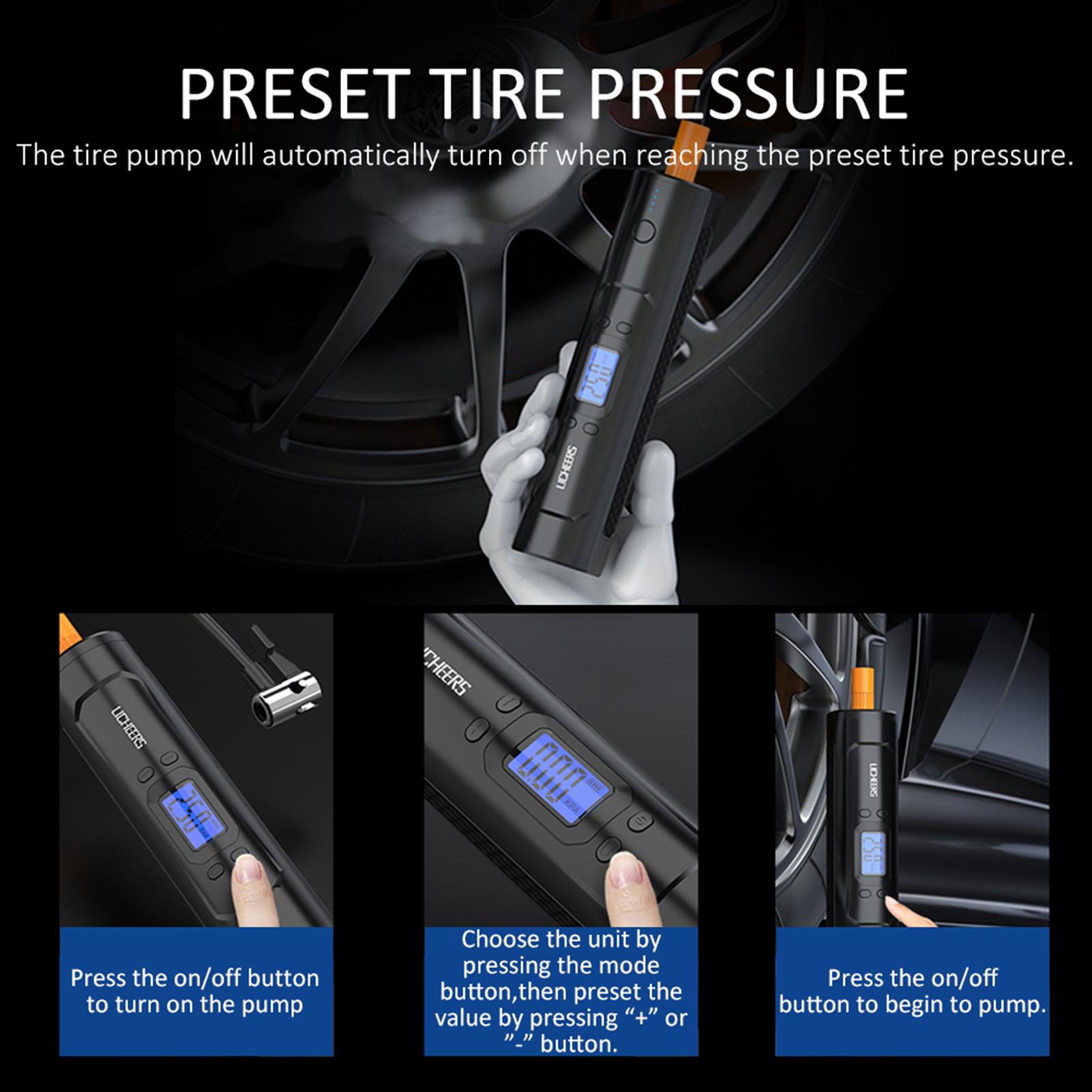 Máy bơm lốp xe ô tô đa chức năng với màn hình hiển thị ánh sáng