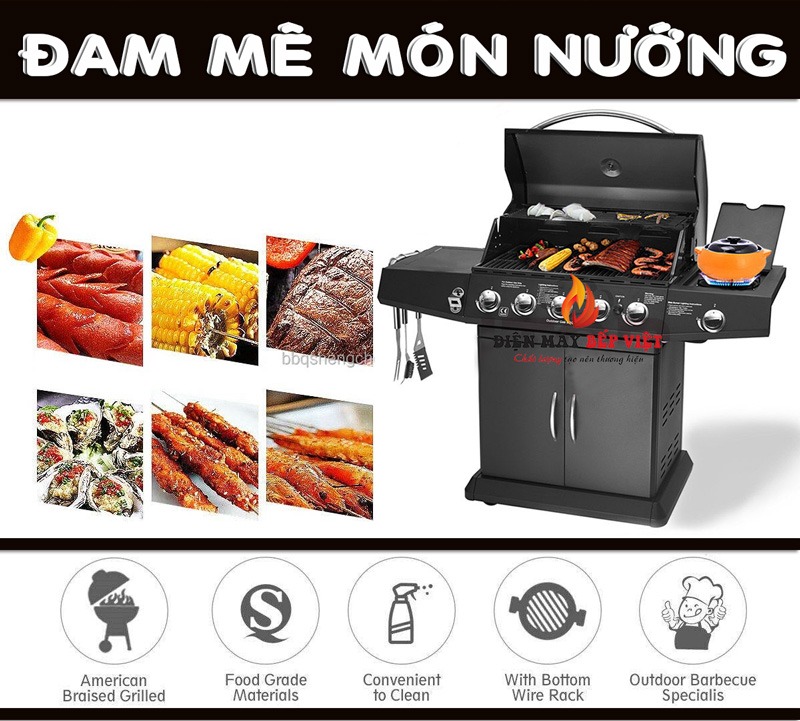 Bếp Nướng Gas Cao Cấp BBQ Grill KS-14075, Bếp Nướng Ngoài Trời, Bếp Nướng Không Khói, Bếp Nướng Sân Vườn