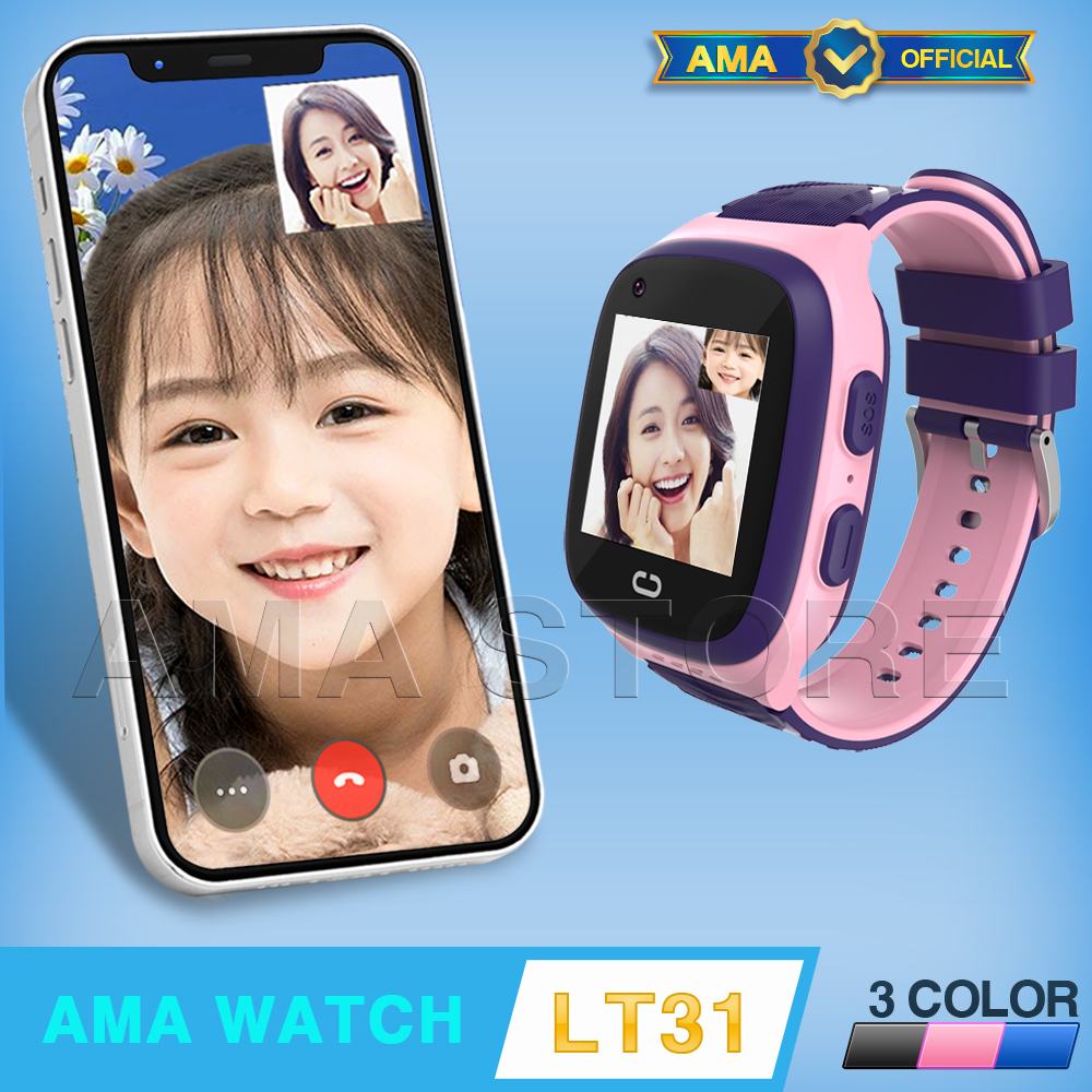 Đồng hồ Thông minh Gọi Video Call 4G, GPS, Wifi Chống nước Định vị Chuẩn AMA Watch LT31 có 3 màu Đen, Hồng Xanh Hàng nhập khẩu