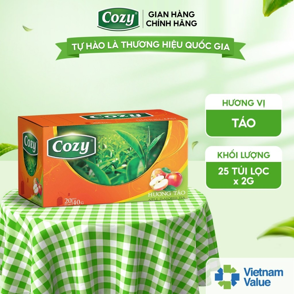 Cozy Trà Cozy túi lọc Hương Táo 25 túi x 2g Hộp