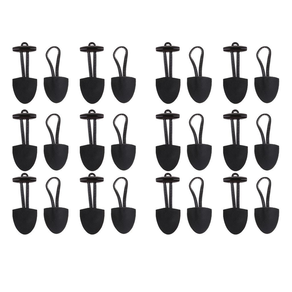 12 Pairs Retro Black Leather Horn Toggle