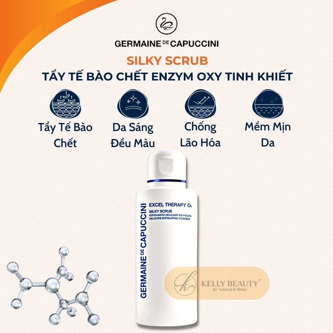 Bột Tẩy Tế Bào Chết Germaine Excel Therapy O2 Silky Scrub Delicate Exfoliating Powder | Kelly Beauty