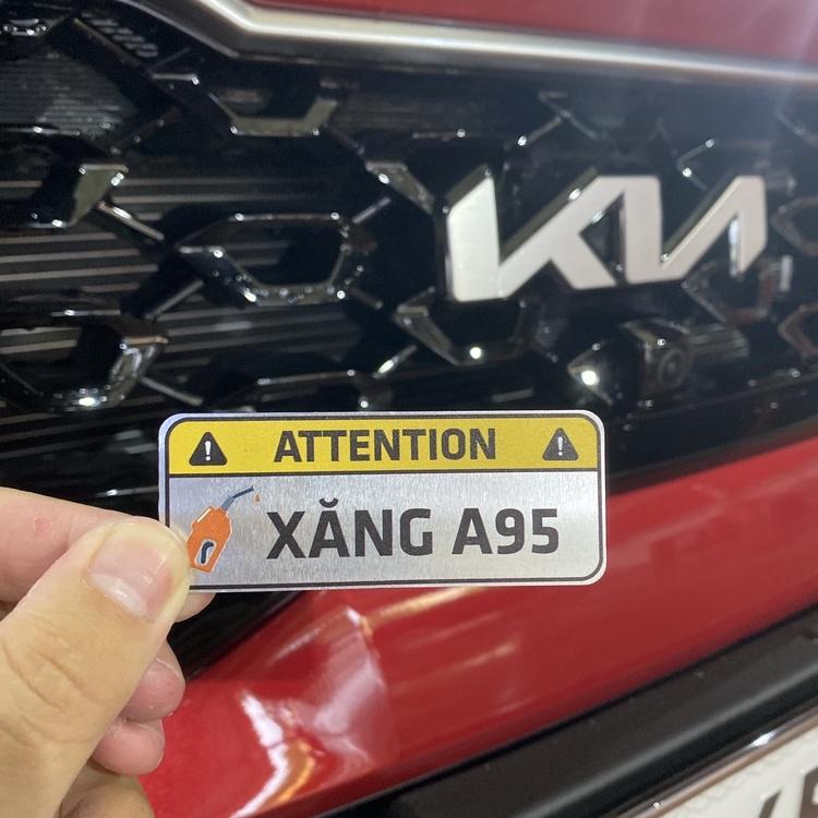 Decal tem nhôm dán cảnh báo đổ xăng A95, dầu Diesel cho xe ô tô