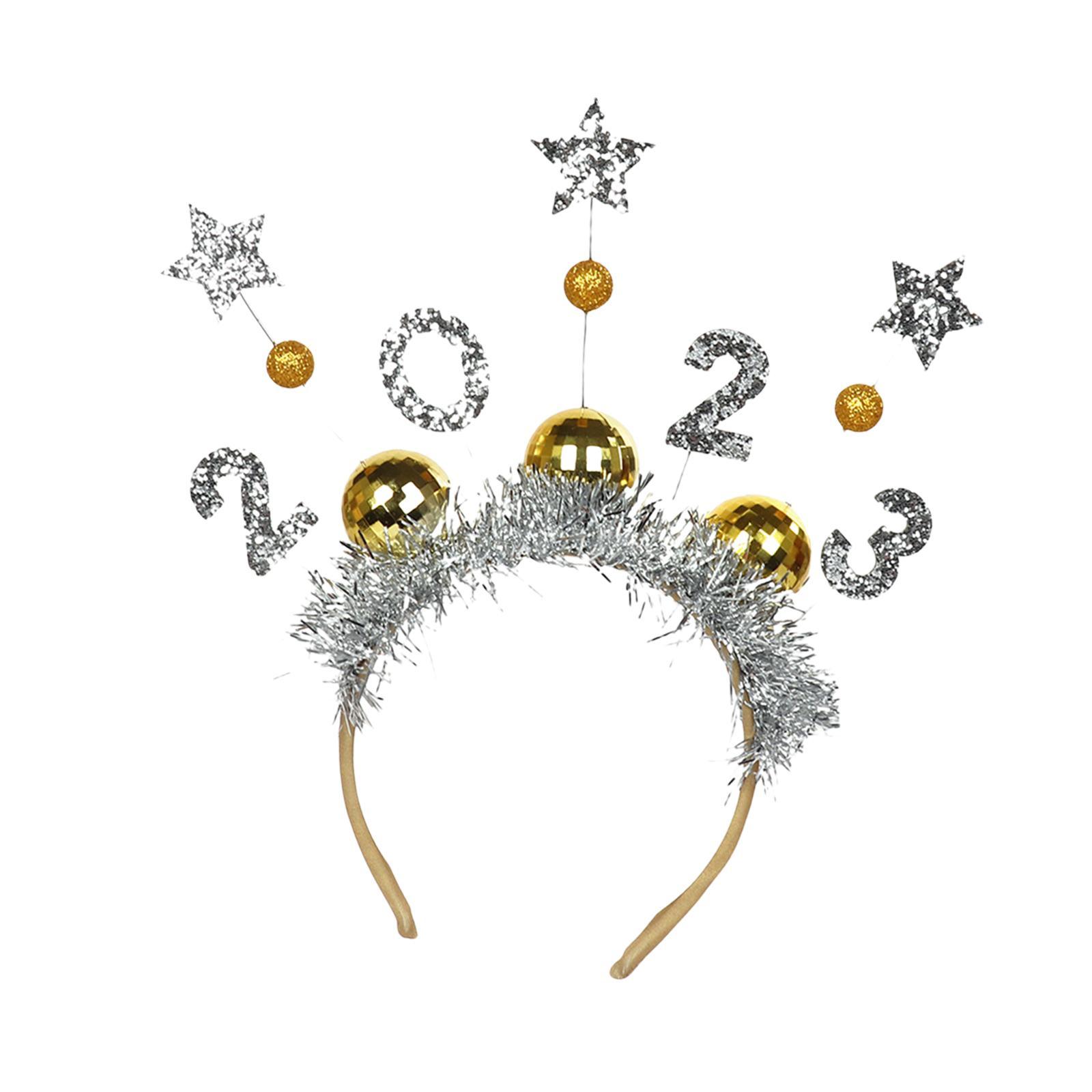 4 2023 New Year Headbands Tiara Headdress for Costume New Years Eve Cosplay