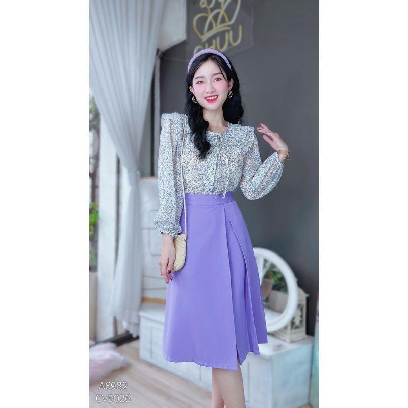 Chân Váy A dáng dài công sở ly bung phía trước 60cm