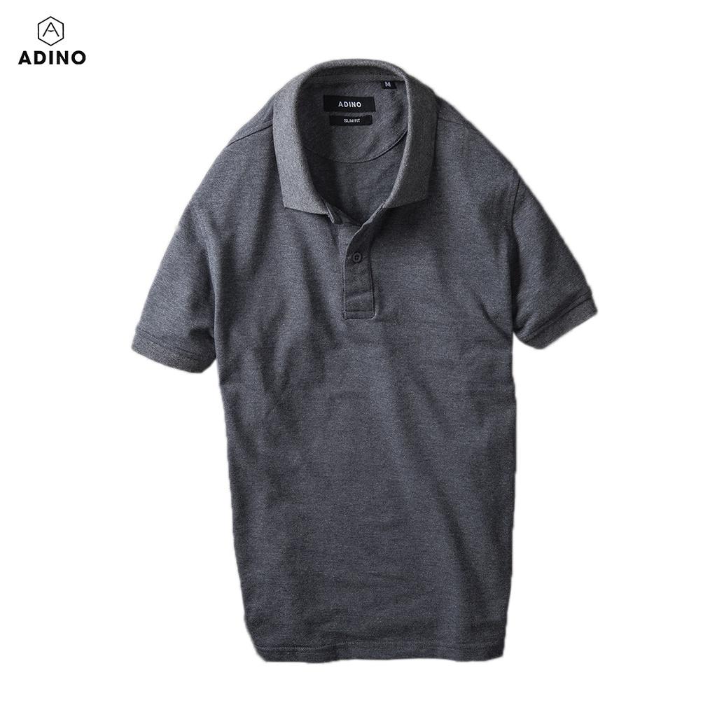 Hình ảnh Áo polo nam ADINO màu ghi đậm vải cotton co giãn nhẹ dáng công sở slimfit hơi ôm trẻ trung PL45