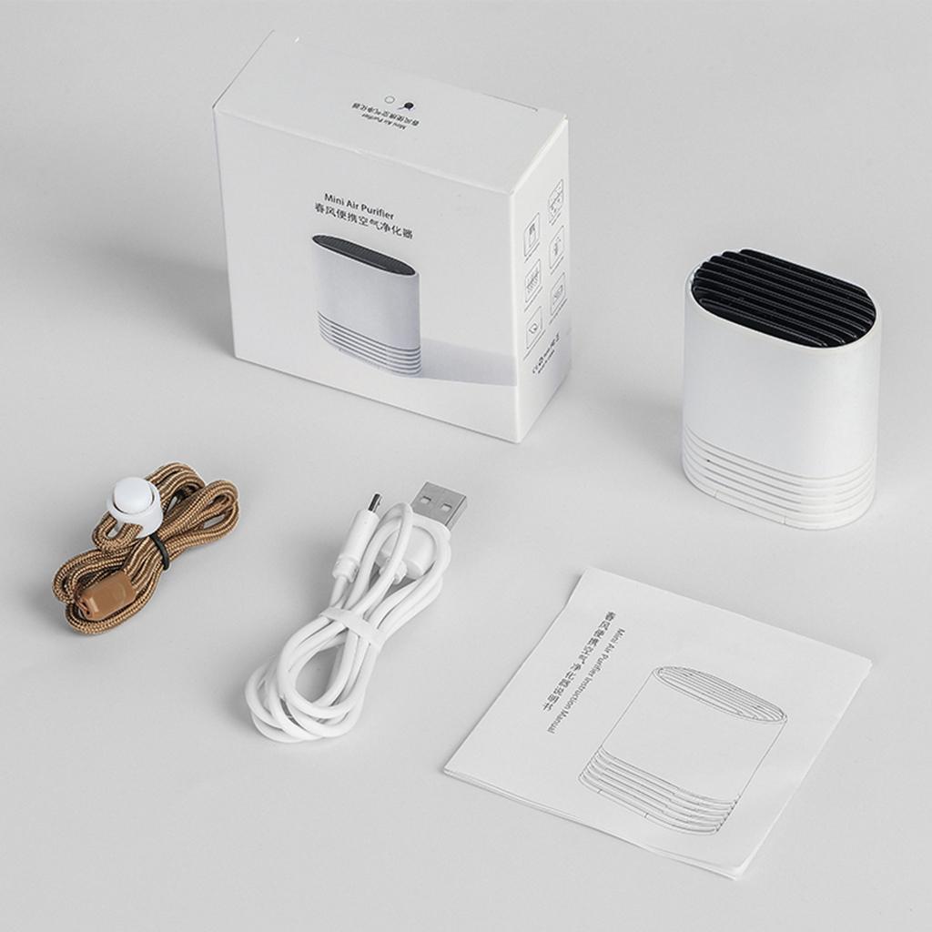 Portable Wearable Air Purifier Necklace Mini USB for Sports Office white