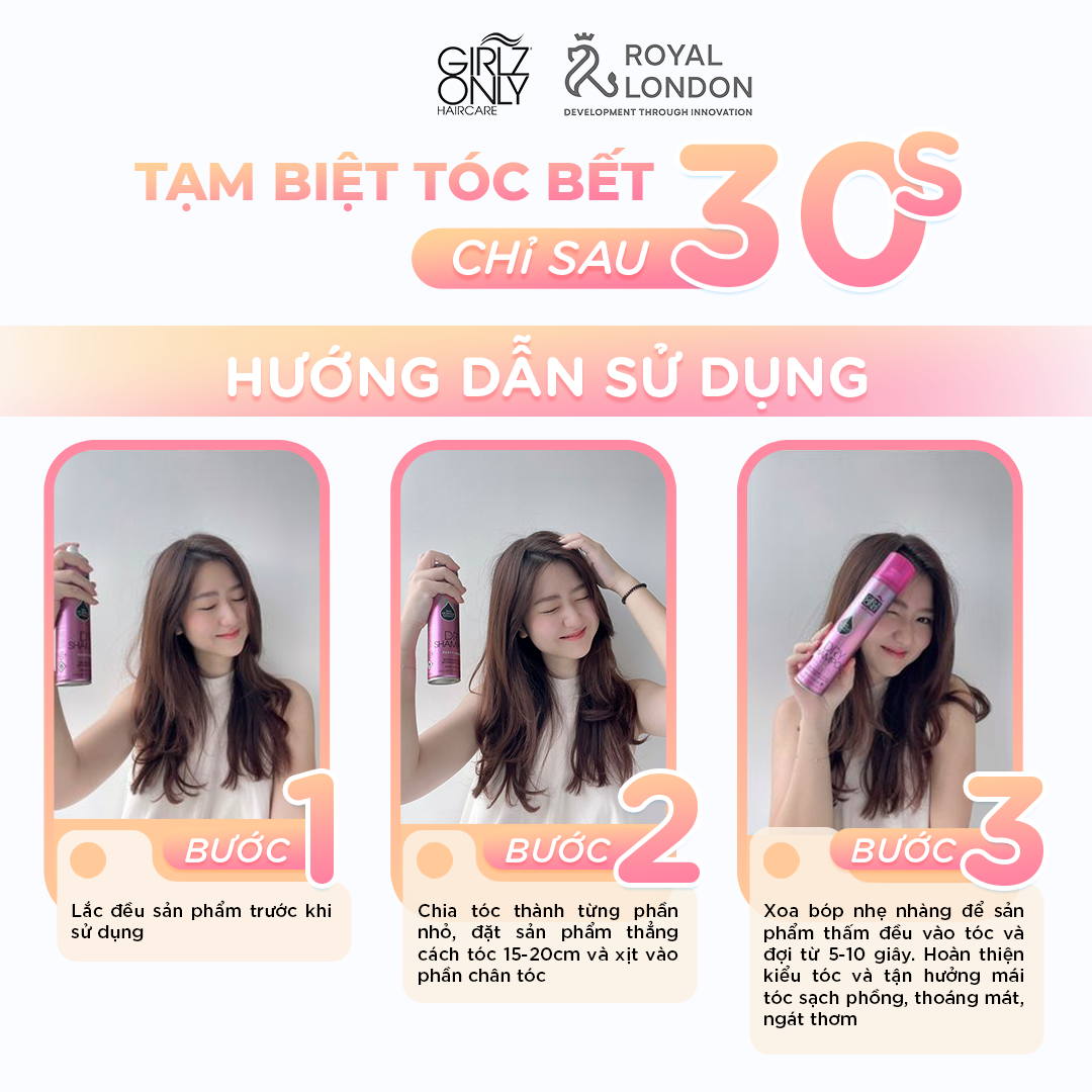 Dầu Gội Khô Girlz Only For De-Frizz 200ml (Tím)