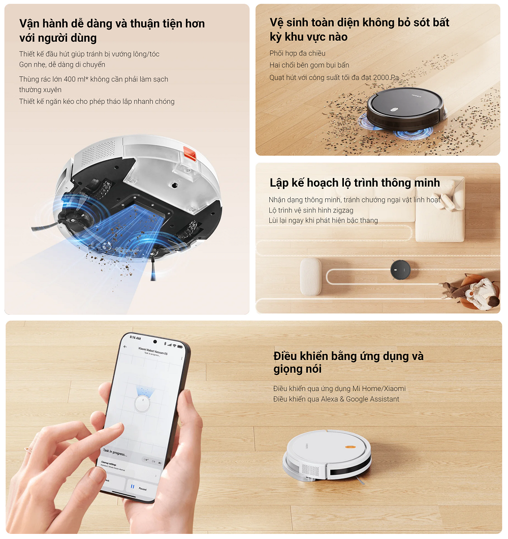 Robot hút bụi lau nhà Xiaomi Robot Vacuum E5 - Hàng chính hãng