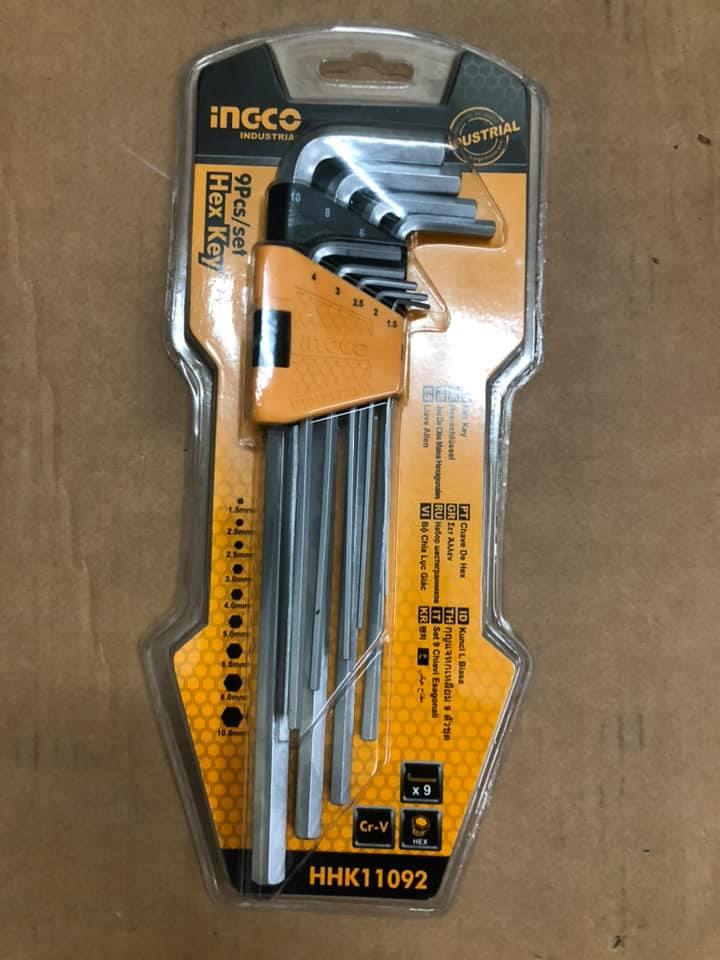 BỘ 9 CHÌA LỤC GIÁC ĐẦU BẰNG 1.5-10MM INGCO HHK11092 - HÀNG CHÍNH HÃNG