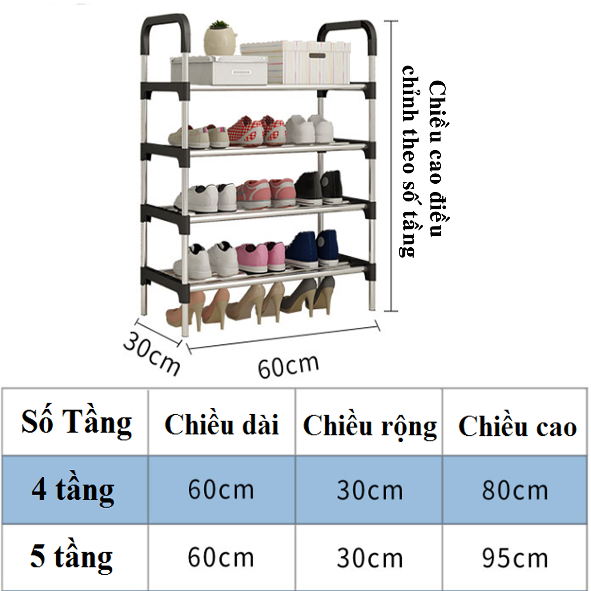 Kệ Để Giày Dép Inox 5 Tầng Chính Hãng Amalife, Giá Để Giày Inox 5 Tầng - Chọn Màu
