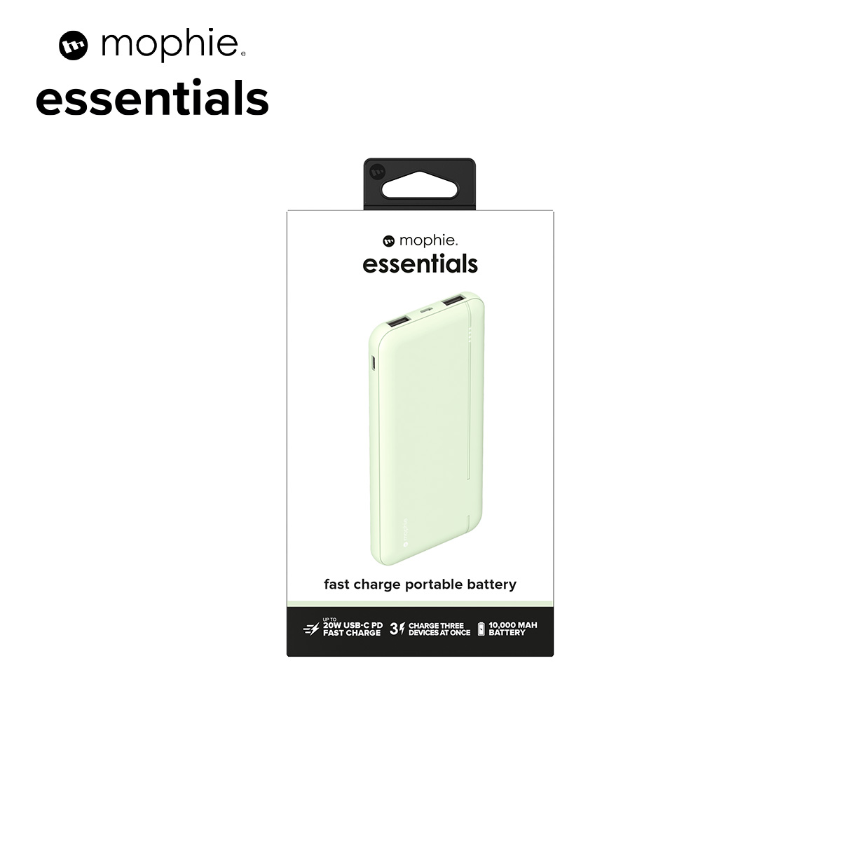 Sạc dự phòng Mophie Essentials 10.000mAh/3.7V PD20W 2 USB-A 1 USB-C, bảo hành 12 tháng - Hàng chính hãng