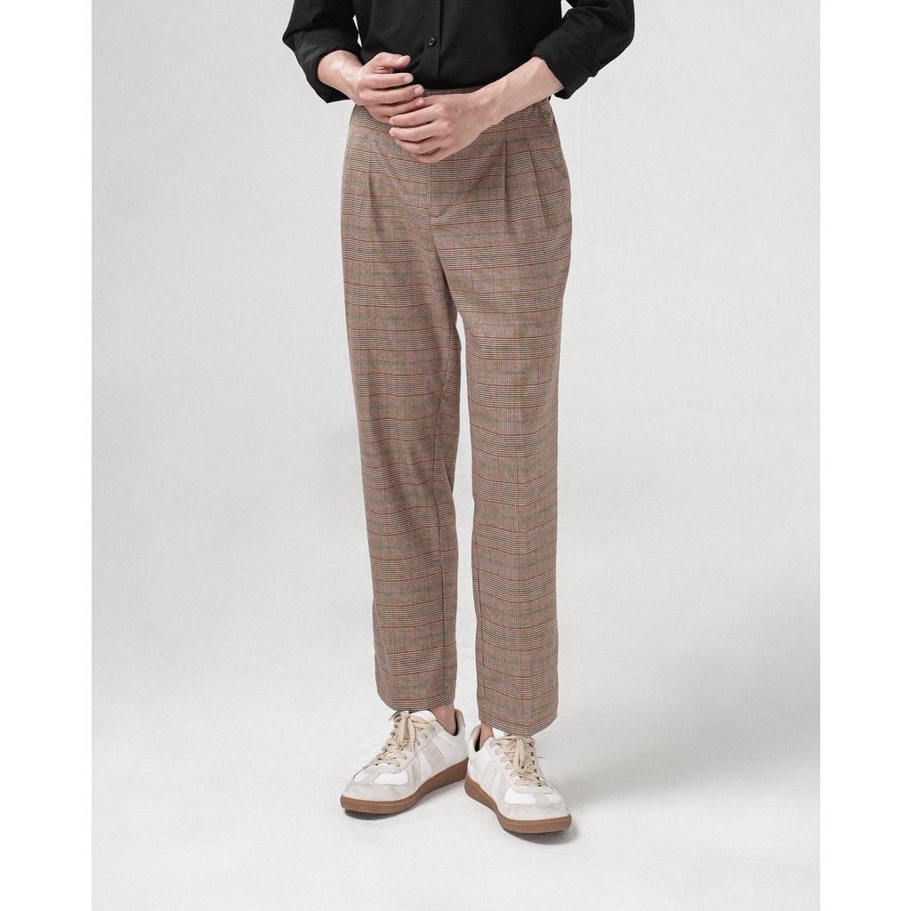 Quần âu nam kẻ caro SSSTUTTER ống đứng cổ điển CHECK PLEATED PANTS