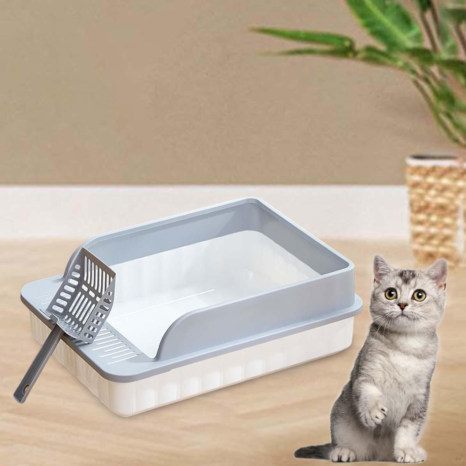 Semi Closed Cat Litter Box Durable Pet Litter Tray Cat Toilet Litter Pan