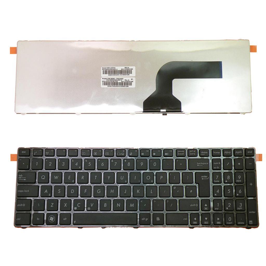 For  N53 Laptop Standard UK English Layout Keyboard Black with Frame