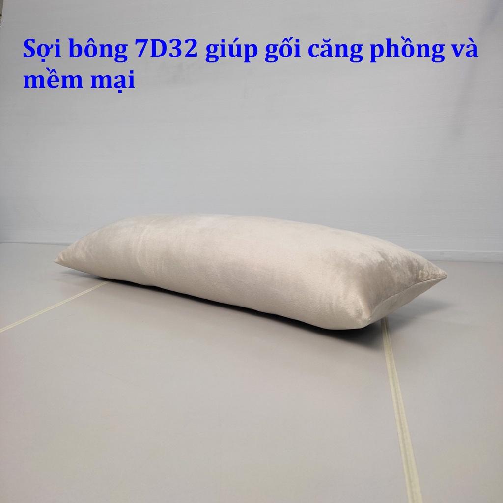 Gối ôm cho bé 30x80cm vải lông nhung màu kem sữa vải mềm mịn mượt và an toàn hàng cty Nhật Bản