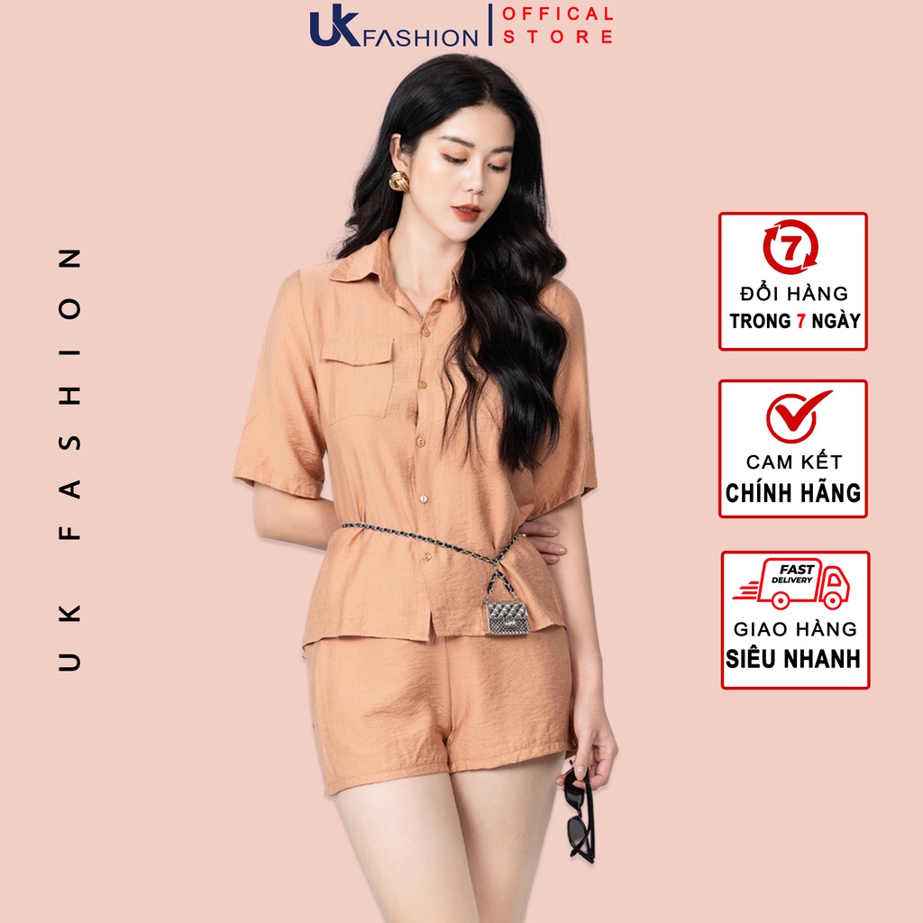 Bộ Đồ Đũi Áo Cổ Đức Kết Hợp Quần Sooc Mùa Hè UK Fashion Phong Cách Cá Tính, Trẻ Trung, Chất Liệu Cao Cấp NKFBD2204012