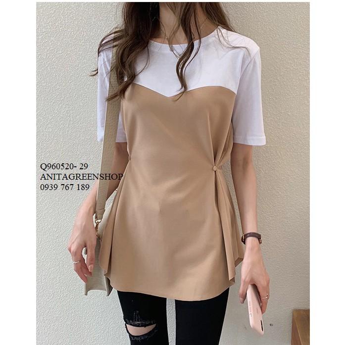Q960520 ÁO KIỂU NỮ PHỐI MÀU