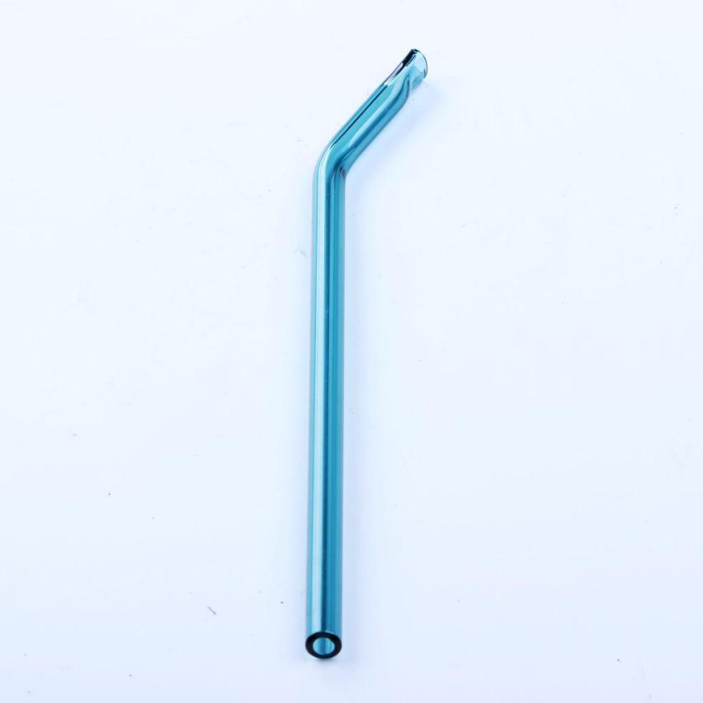 Eco friendly Curved Glass Drinking Straws with Cleaning Brush Lake Blue