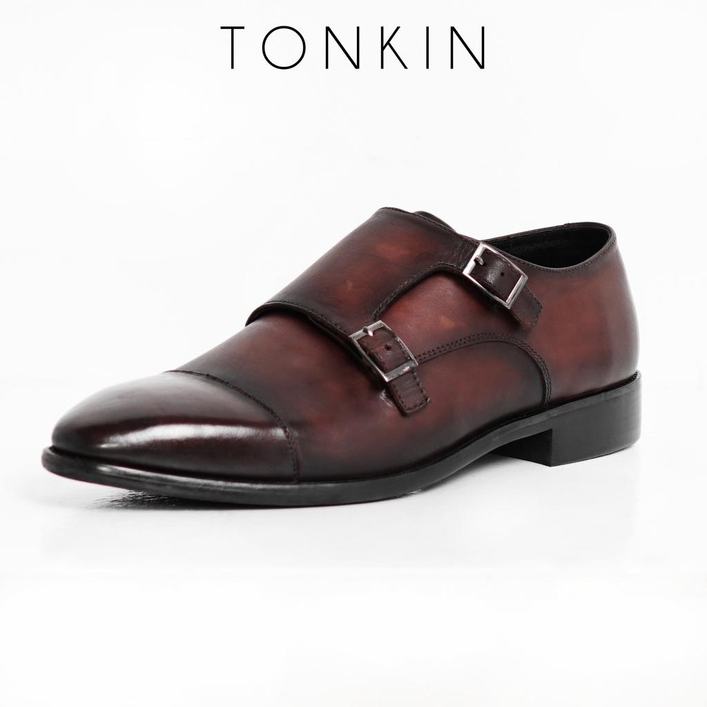 Giày tây công sở nam màu nâu Rasho Monk Strap, giày văn phòng da thật TONKIN
