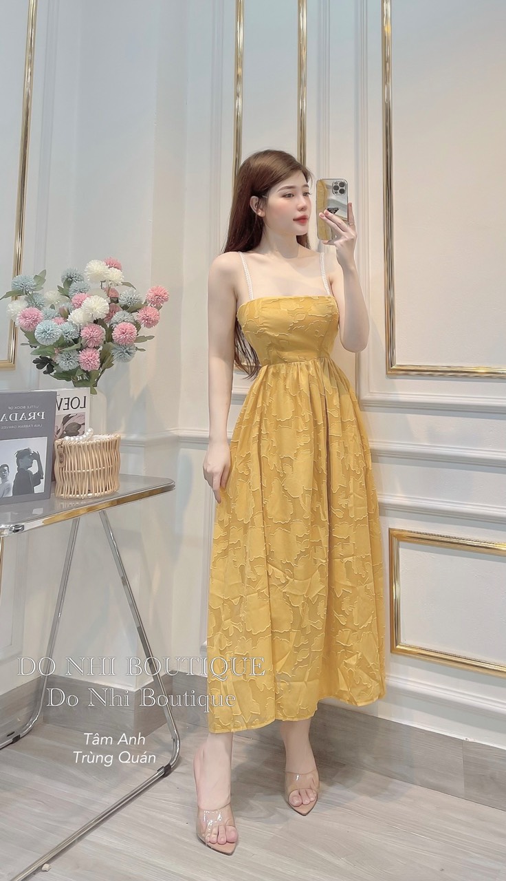 Váy maxi dây ngọc 3 màu sang chảnh