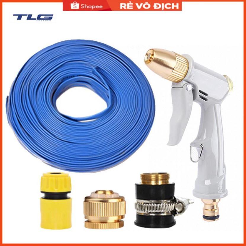 Bộ dây vòi xịt nước tưới cây rửa xe,tăng áp 3 lần, loại 7-10m (cút nhựa nối đồng nhựa) 206846