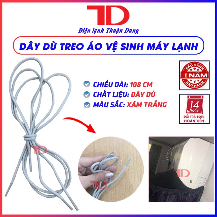 Bộ 2 sợi dây dù treo áo vệ sinh máy lạnh dài 100 cm [ Giao màu ngẫu nhiên] hàng chính hãng - Điện Lạnh Thuận Dung