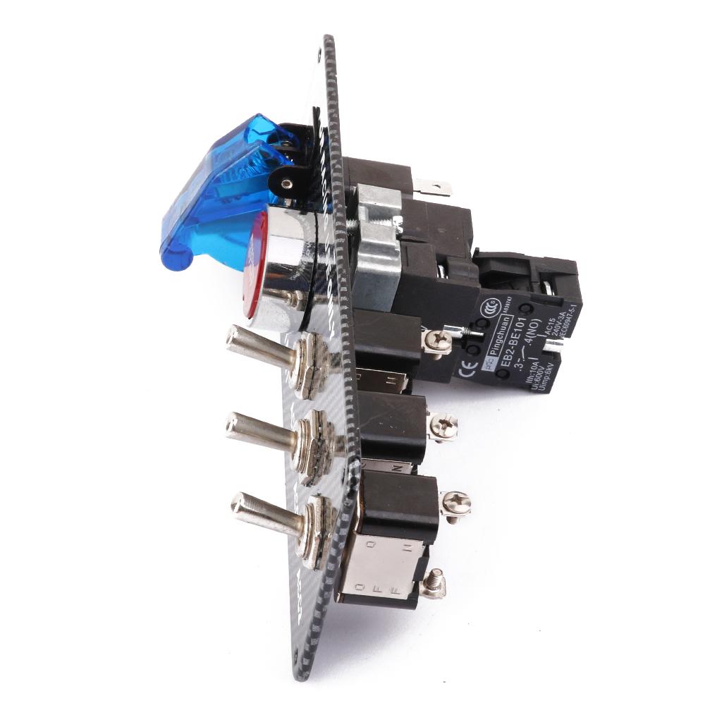 Blue LED 12V Race Car Toggle Ignition Switch Panel Start Button Cable