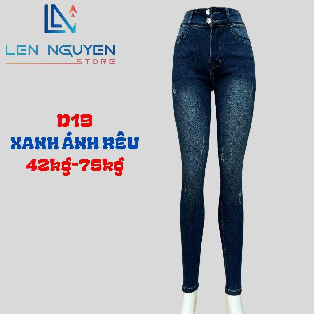 D19_Quần jean nữ, dài, lưng cao, quần bò nữ dáng ôm, quần rin nữ có big size, cho 42kg đến 75kg,LEN NGUYEN STORE - Ánh Tím Trơn