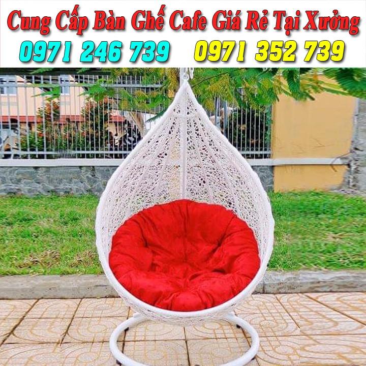 Xích đu nhựa giả mây hình tổ chim (nệm+gối)