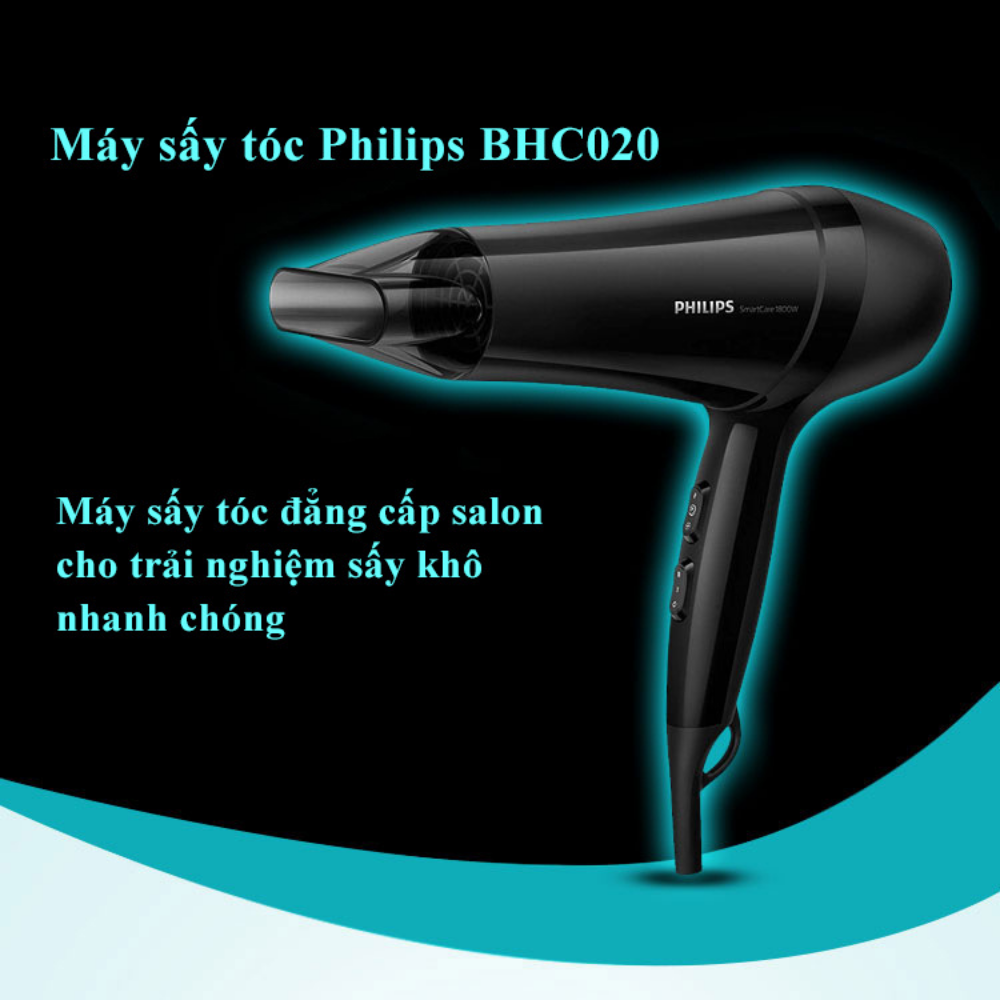 Máy sấy tóc Philips 2 chiều nóng lạnh BHC020 công suất lớn 1800W - Hàng nhập khẩu