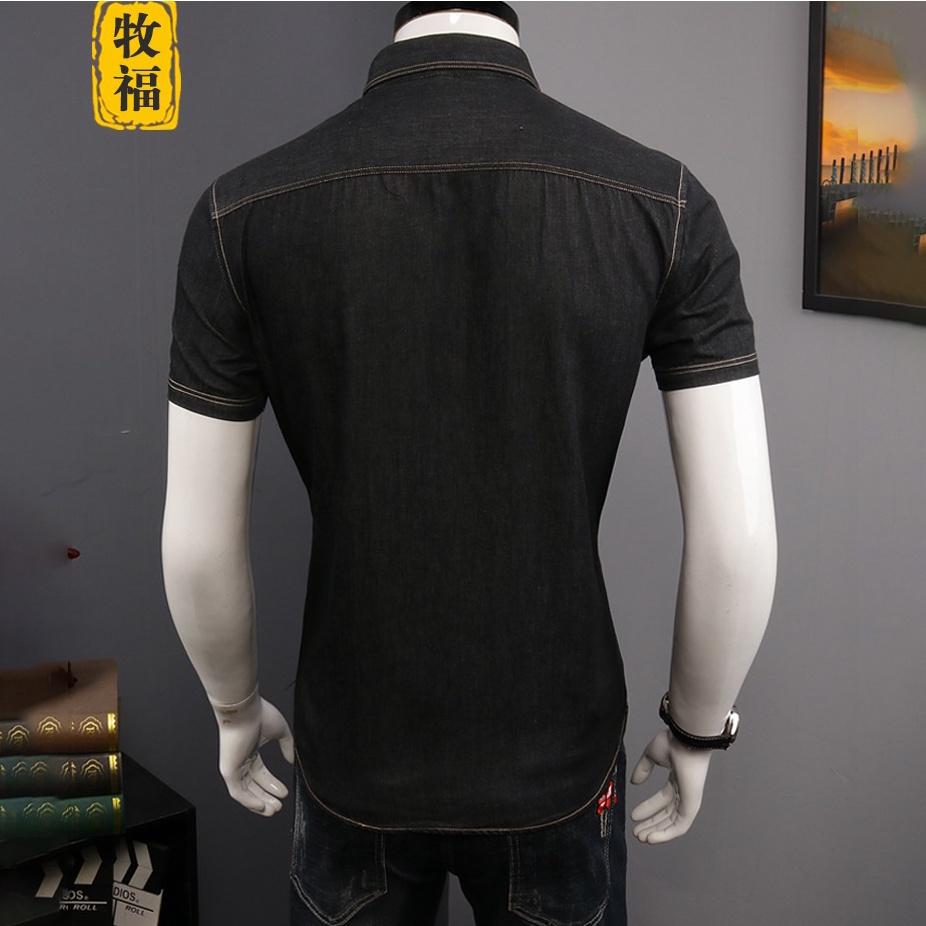 Áo sơ mi cộc nam giả bò chất liệu Polyester phong cách thể thao slim filt trẻ trung năng đông co giãn 4 chiều mã N48