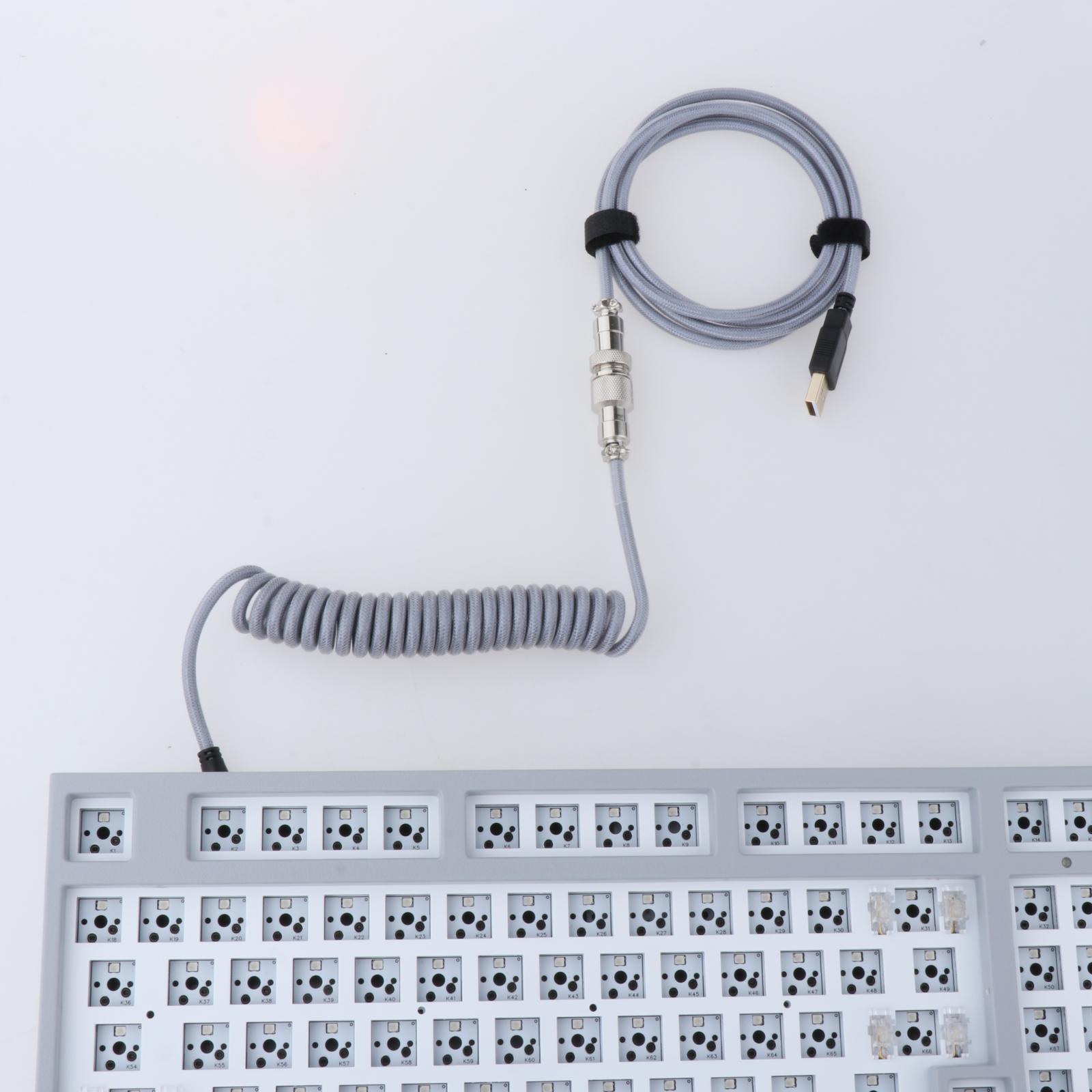 1.8M Coiled Cable Wire Mini Micro USB/ for Mechanical Keyboard Game Console