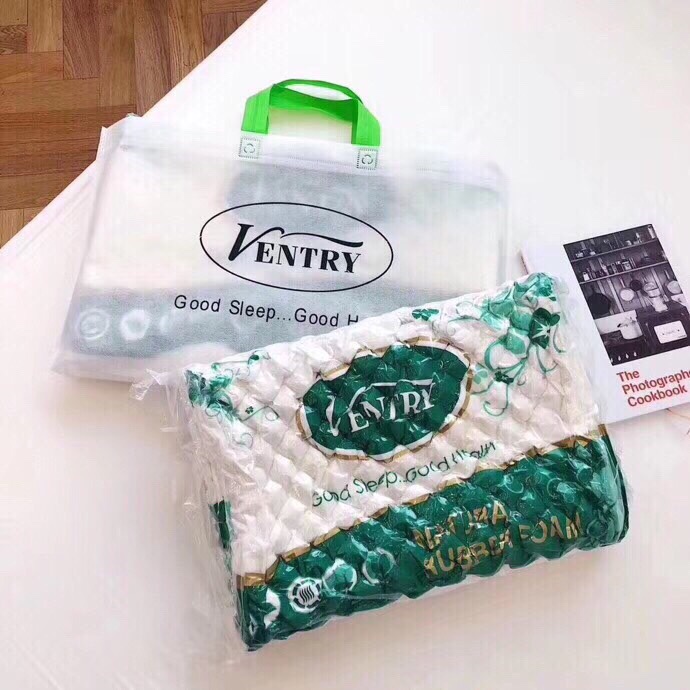 Gối cao su cao cấp Ventry xuất Thái chống mỏi cổ-Tặng kèm 1 móc khóa thỏ gấu bedding