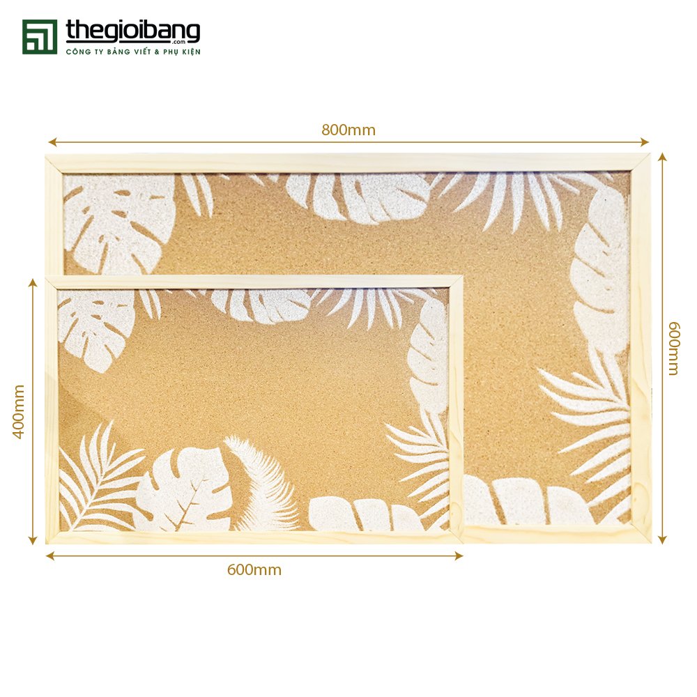 Bảng Ghim Tropical - Bảng Ghim Lie Khung Gỗ In Họa Tiết - Kích Thước 40x60cm, 60x80cm