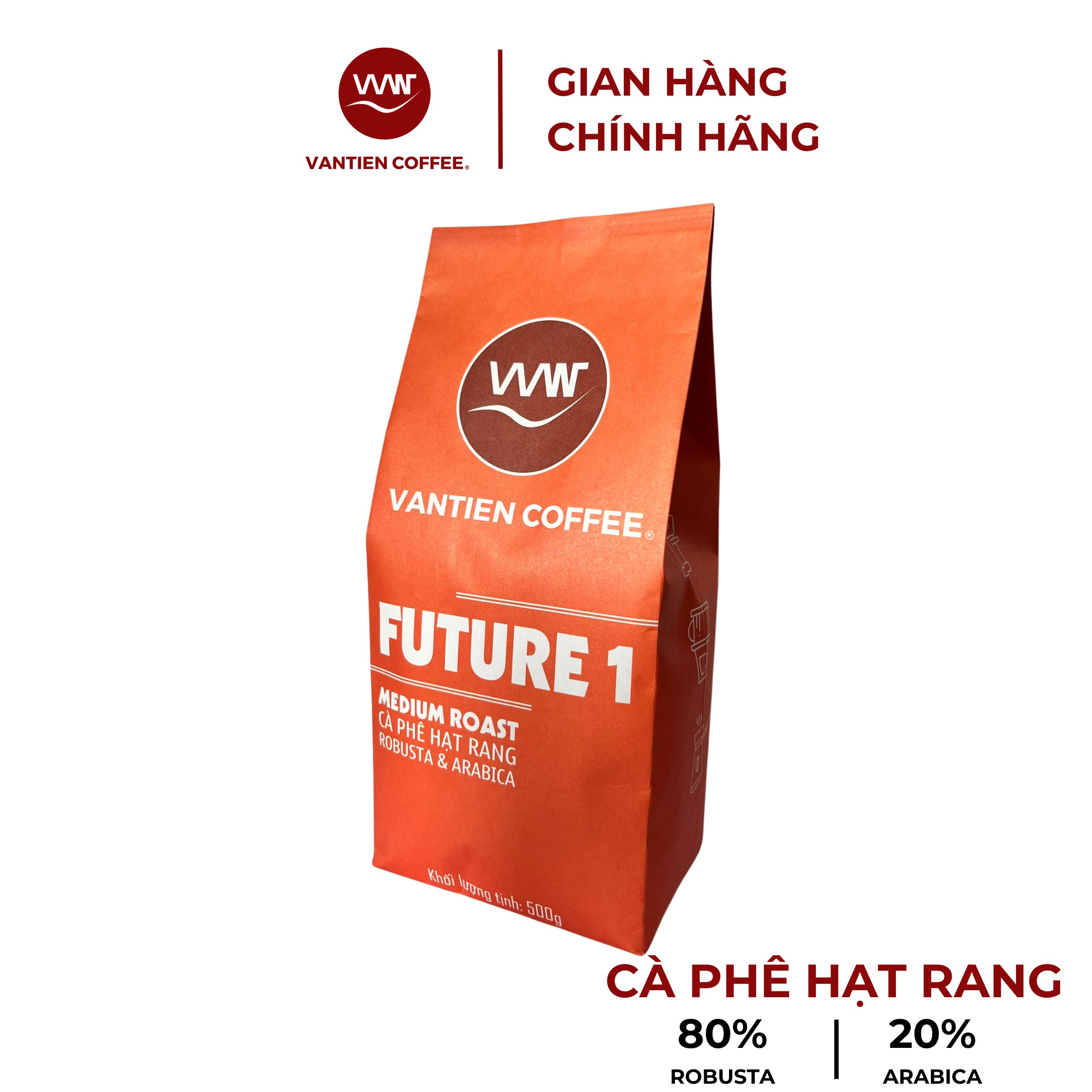 Combo 2 gói Cà phê hạt rang Vantien Coffee Future 1 cấp độ rang vừa, phù hợp pha phin, pha máy, cold brew 500g/gói