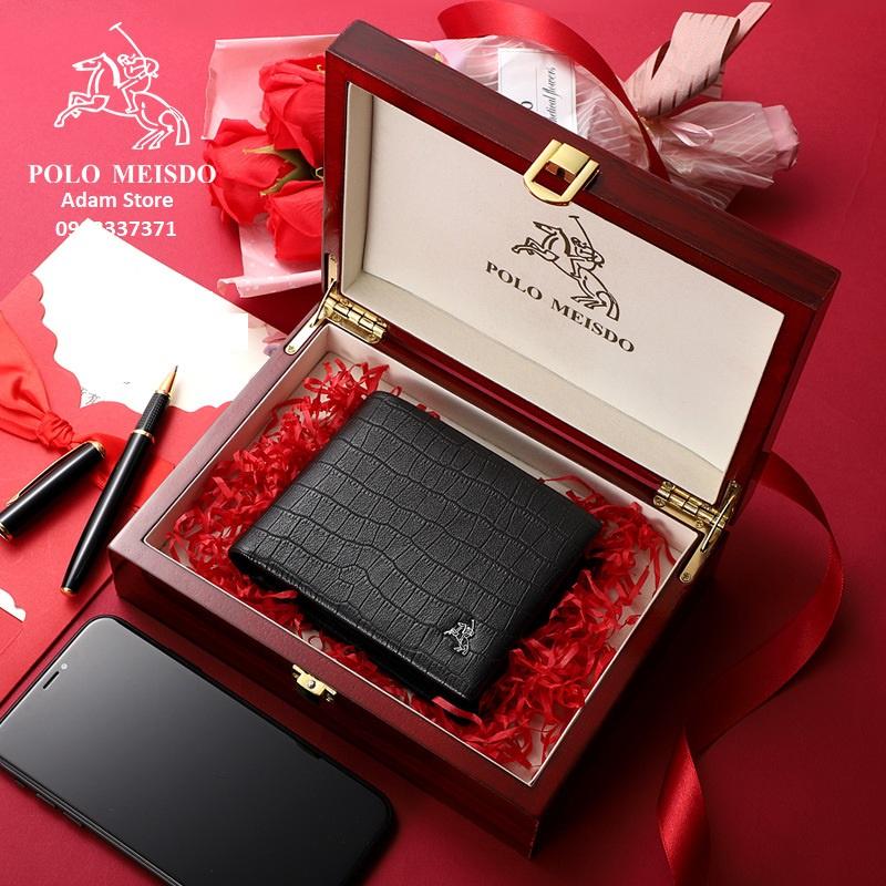 Ví Da Bò Nam Bóp Da Nam Cao Cấp Hàng Hiệu POLO MEISDO Full Hộp Phù Hợp Làm Quà Biếu Tặng Sinh Nhật