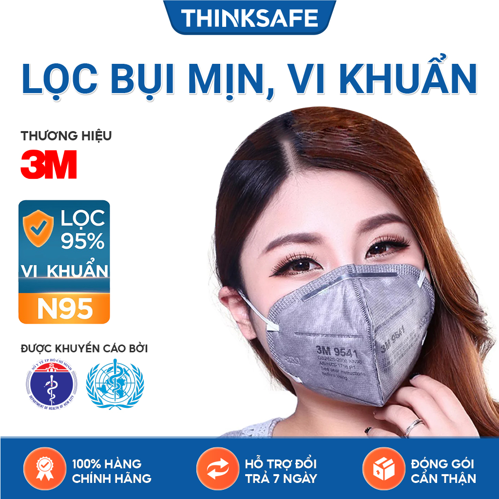 Khẩu trang 3M 9541 lọc bụi, vi khuẩn bảo vệ hô hấp, khả năng lọc bụi tối thiểu 94%