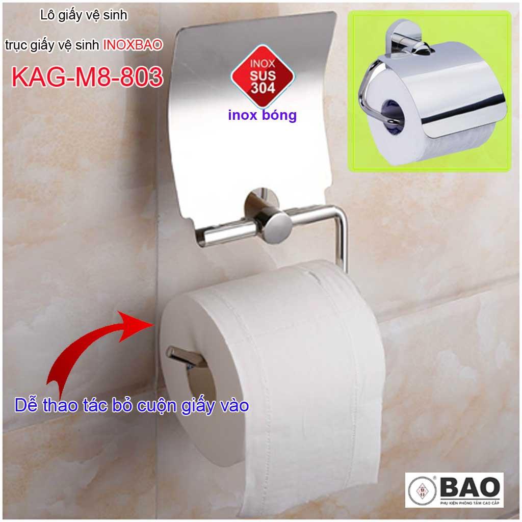 Hộp đựng giấy vệ sinh Inox Bảo KAG-M8-803, Móc giấy toilet SUS304 inox dập khuôn cao cấp thiết kế tuyệt đẹp