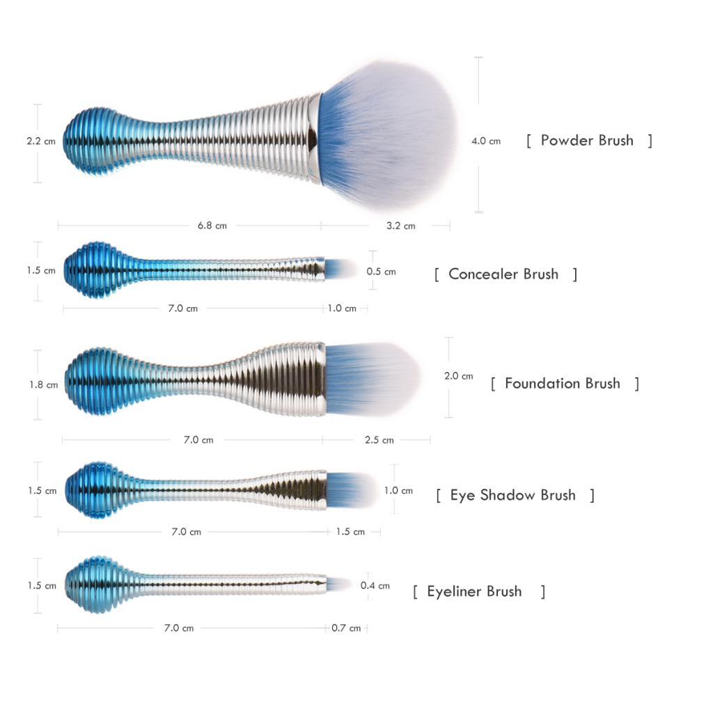 5pcs Professional Foundation Eyeshadow Makeup Brush Set Powder Concealer Kit