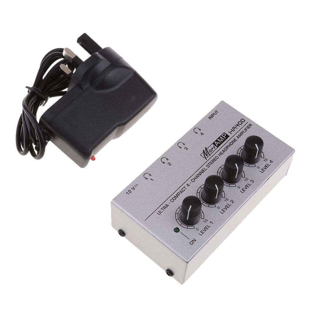 UK Plug Audio Amplifier Compact 4-channel Stereo Headphone