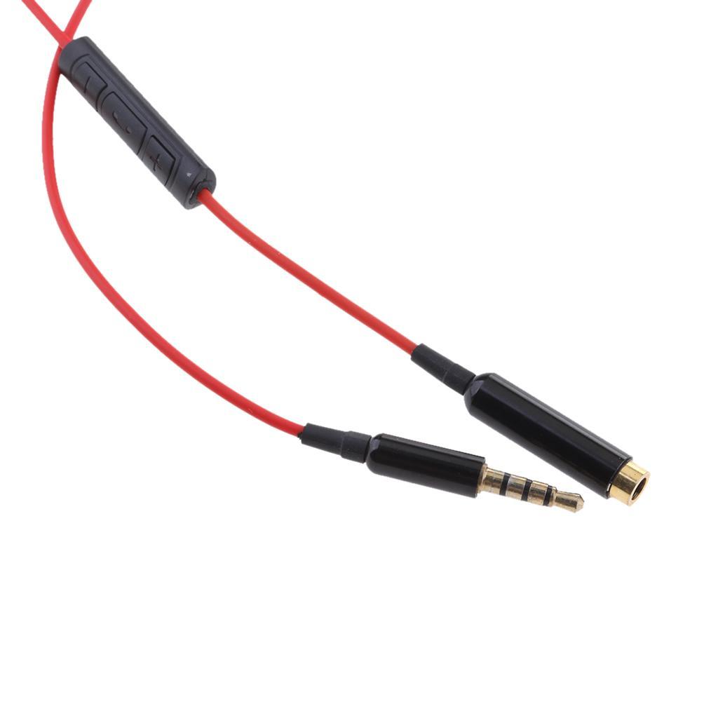 3.5mm Male to Female Stereo With Remote & Mic Audio Cable 1.2M Red