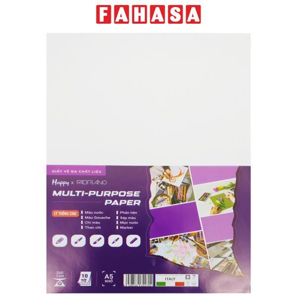 Bộ 10 Tờ Giấy Vẽ Đa Chất Liệu A5 200gsm Multi-Purpose Paper - Happy HA-MIX-A5-200G