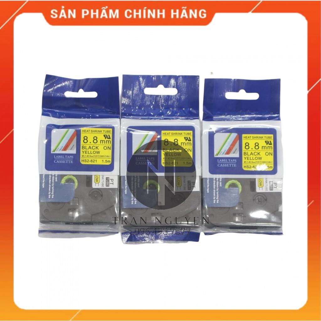 [Combo 5 cuộn] Ống co nhiệt Brother HS2-621 - Đen nền vàng 8.8mm x 1.5m - Hàng nhập khẩu