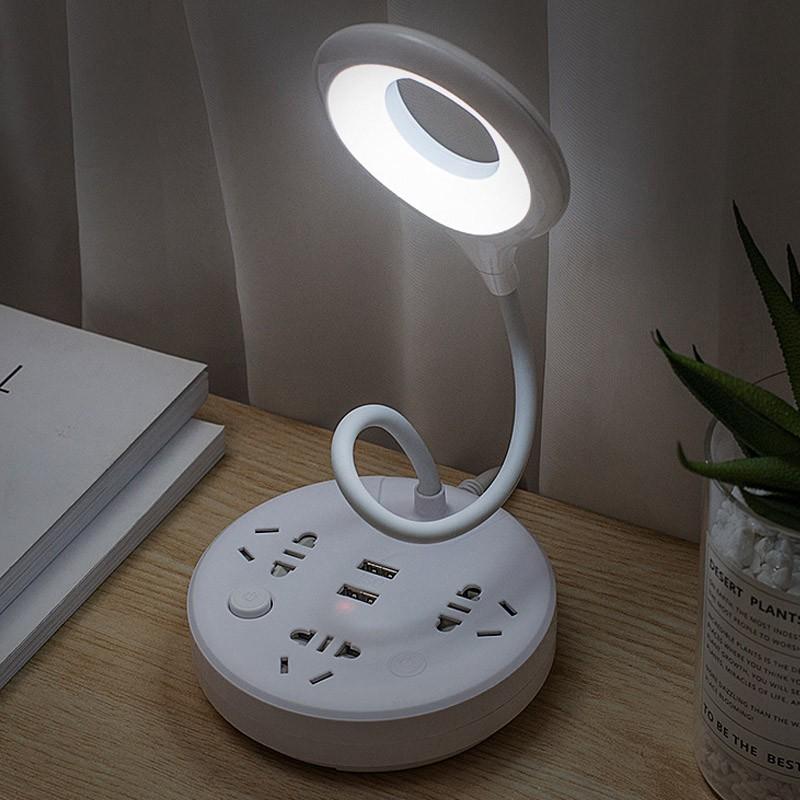 Hình ảnh Đèn Led Đọc Sách Để Bàn Kiêm Ổ Cắm Thông Minh Kéo Dài 1.8m Có Cổng USB Và Giá Đỡ Điện Thoại