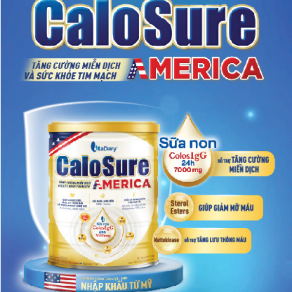 Sữa bột hỗ trợ tim mạch, phòng chống đột quỵ CaloSure America vị thanh nhẹ 800g - VitaDairy