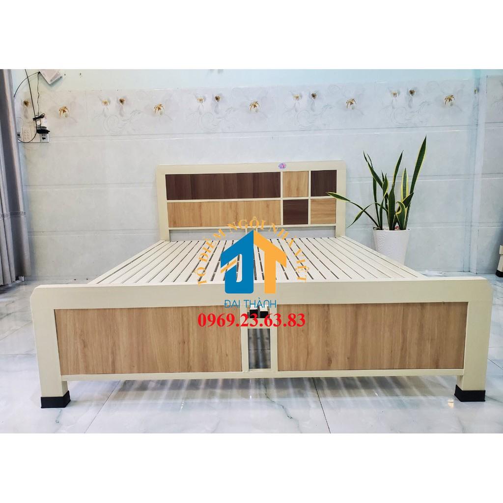 Giường sắt kiểu gỗ kích thước ngang 1M8 dài 2M – GS49