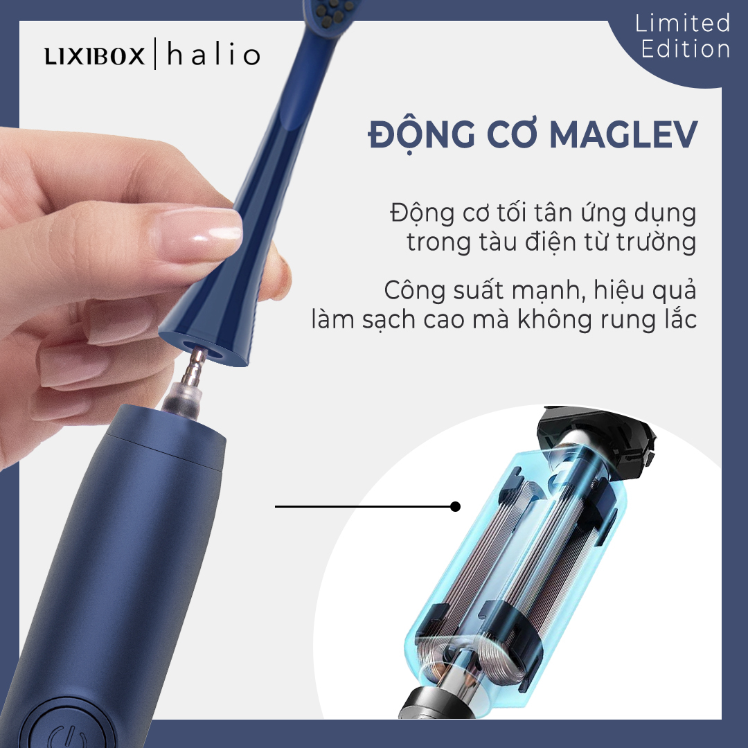 Combo Bàn Chải Điện Làm Trắng Răng Halio PRO Midnight Blue Và Máy Rửa Mặt &amp; Massage Da Mặt Sky Blue Limited Edition