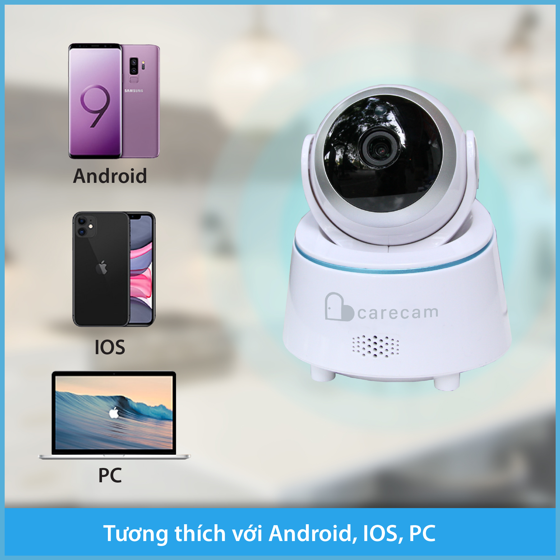 Camera wifi trong nhà Carecam LHY200 2.0MP Full HD, xoay 360 độ, đàm thoại 2 chiều, hỗ trợ thẻ nhớ lên đến 128G, Cảnh báo chống trộm, nhỏ gọn dễ lắp đặt – Hàng nhập khẩu