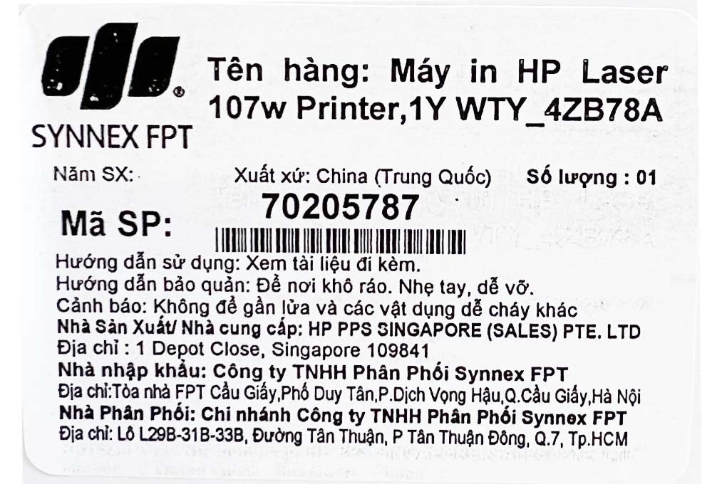 Máy in Laser Trắng Đen HP 107w WiFi (4ZB78A)- Hàng chính hãng